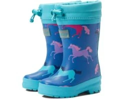 Hatley Kids Prancing Horses Sherpa Lined Rain Boots (Toddler/Little Kid/Big Kid))